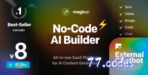 MagicAI - OpenAI Content, Text, Image, Video, Chat, Voice, and Code Generator as SaaS + 18 Paid Premium Extensions + 7 Premium Themes